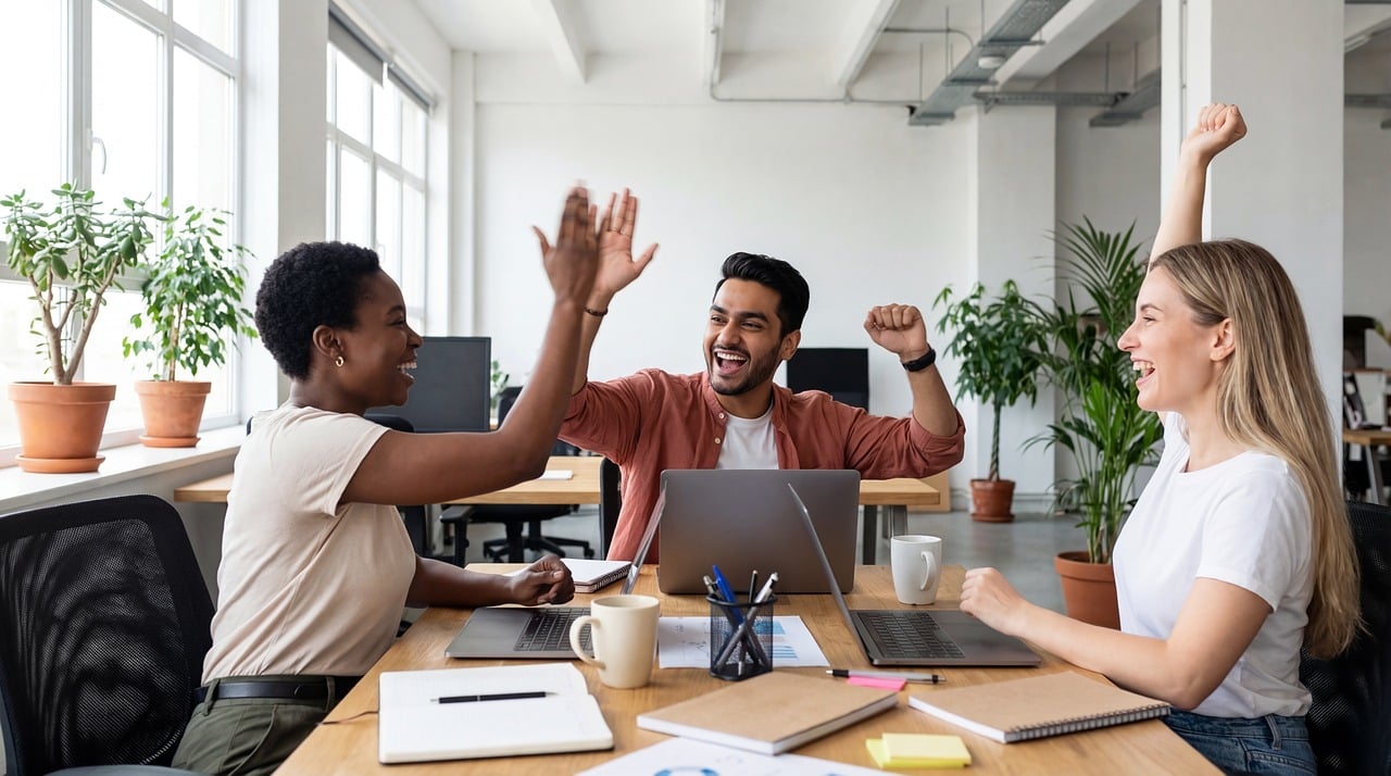 Team Vita Energy che celebra un successo